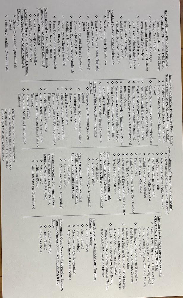 Los Tulipanes Restaurant, Bakery, & Tortilleria, LLC Menu image 1