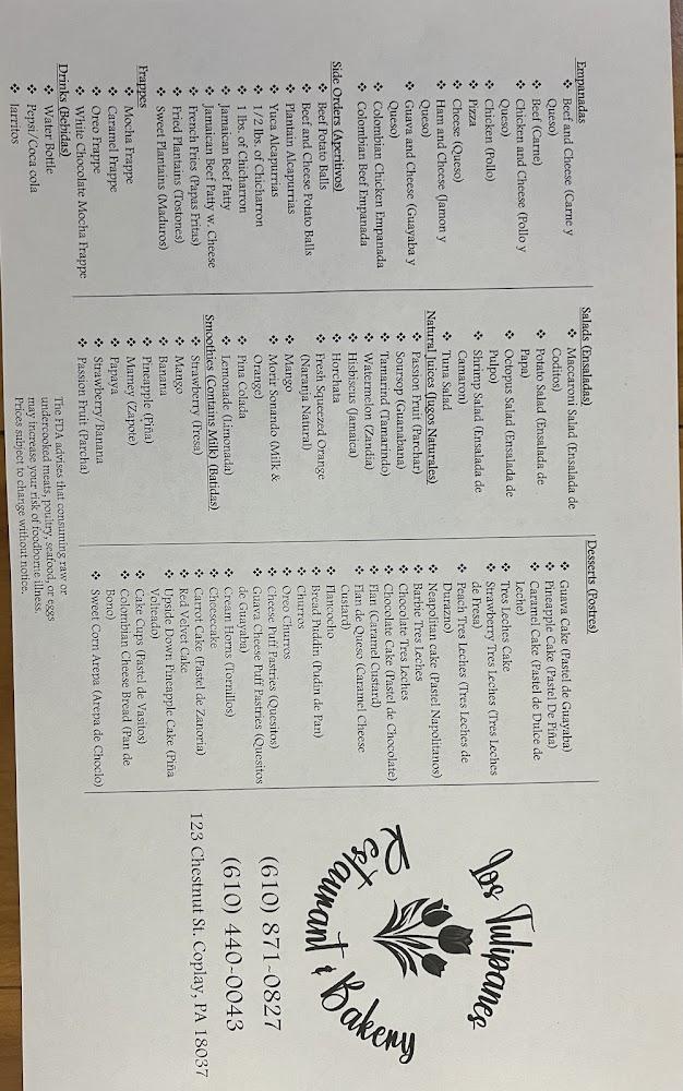 Los Tulipanes Restaurant, Bakery, & Tortilleria, LLC Menu image 2